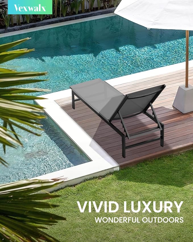 Vexwalx Outdoor Lounge Chair for Pool, Aluminum Chaise Lounge Chairs - Image 2
