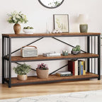 LVB Rustic Entryway Table, Industrial Extra Long Hallway Sofa Table, Wood Metal by LVB
