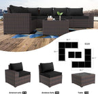 Kullavik Outdoor Patio Furniture Set, 12 Pieces Sectional Rattan Sofa Set Brown - Image 6