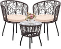 Kromax 3 Piece Bistro Set, Modern Outdoor Wicker Patio Furniture by KROMAX
