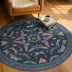 5ft Round Dark Blue Rug for Entryway Indoor, Soft Washable Circle Throw Rug for - Image 3