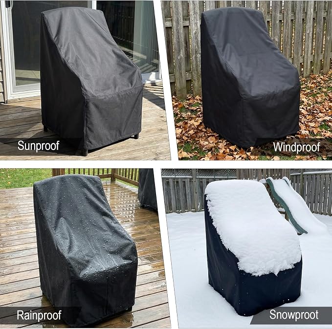 Stackable Patio Chair Covers Waterproof 2 Pack 210D Lawn Patio Outdoor Chairs - Image 4