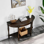 Solid Wood Console Table with Drawer and Storage Shelf, 45.3" Traditional Retro - Image 5