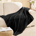 BEDELITE 3D Ribbed Jacquard Black Fleece Twin Blanket - Image 8