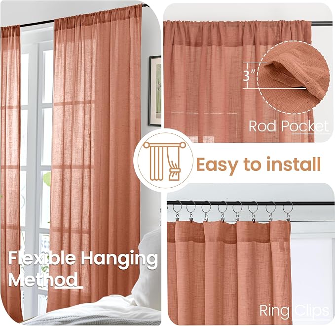 BGment Linen Short Curtains 40 Inch Length - Image 6