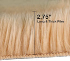 duduta Beige Faux Sheepskin Rug 2x3 ft, Small Faux Fur Chair Covers | Shag - Image 2