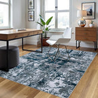 4x6 Area Rugs for Living Room Washable Bedroom Dining Room Navy Grey | Modern - Image 3
