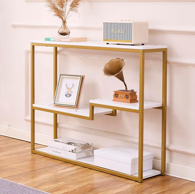 loglus Console Table for Entryway, Faux Marble MDF Sofa Table - Image 4