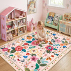 RELEANY Floral Washable 8x10 Area Rugs Pink | Flower Carpet Print Boho Cute Non - Image 8