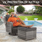 6 Pieces Wicker Patio Furniture Set Conversations Sets, 2 Outdoor 360° Swivel - Image 4