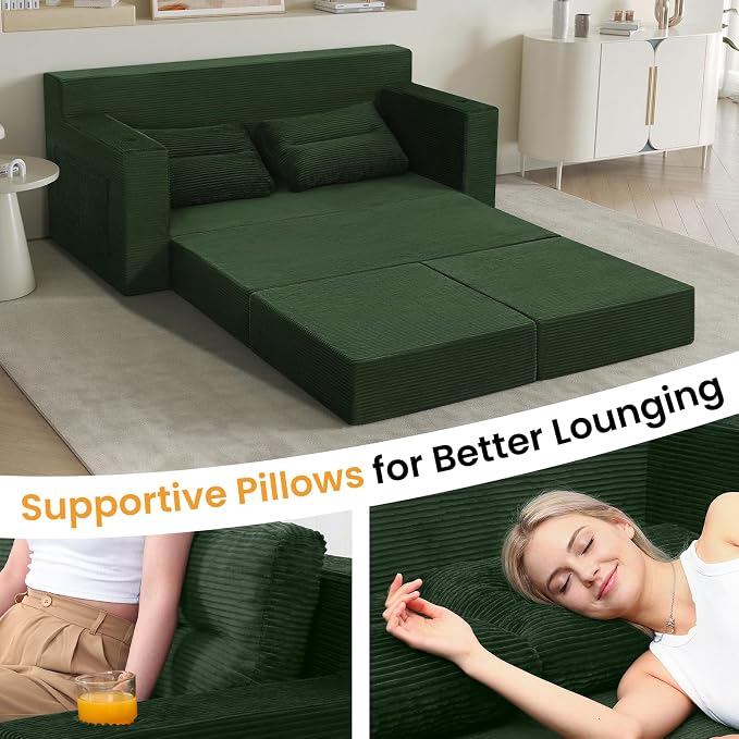 COMAX Futon Sofa Bed, Boneless Loveseat Couch in A Box, Fold Out Small Foldable - Image 4