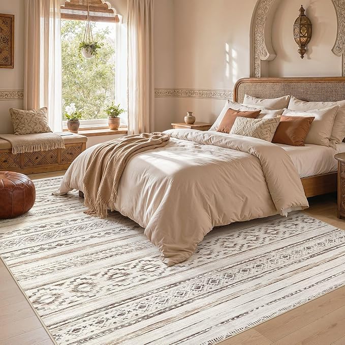 cotiled 6x9 Area Rugs for Living Room: Boho Washable Rug for Dining Room | - Image 6