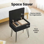 Vanity Stool Chair, Faux Teddy Fur Ottoman Foot Stool - Image 3