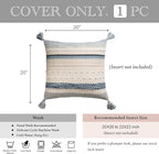 Coastal Blue Boho Decorative Throw Pillow Cover 20x20 Modern Bohemian Accent - Image 5