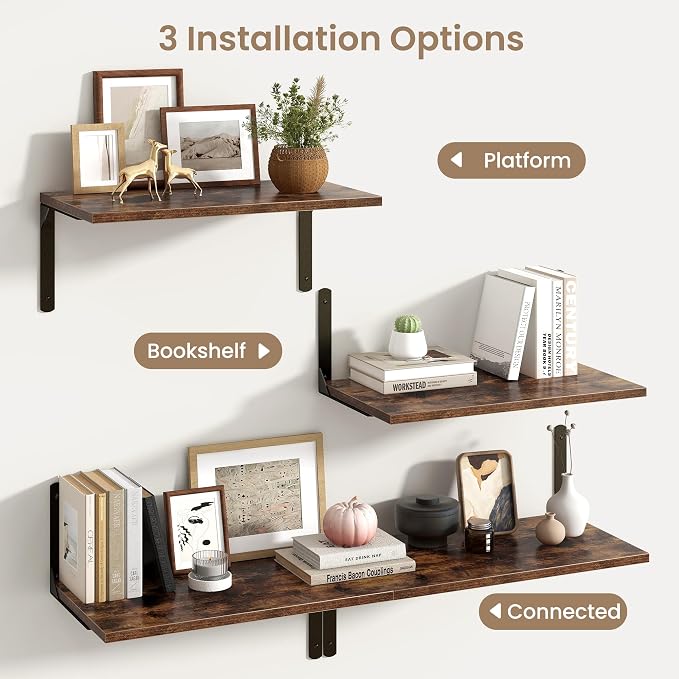 Floating Shelves for Wall, 12 Inch Deep Floating Shelves Set of 2, Wall Mounted - Image 6