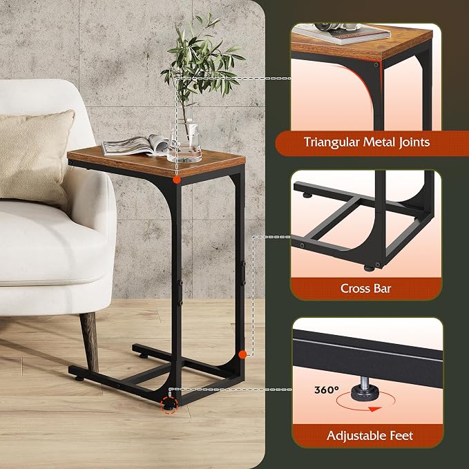 WLIVE C-Shaped End Table Set of 2, Small Couch Side Tables - Image 5