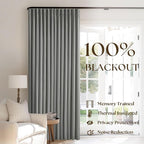 Grey 63 Inch Blackout Pleated Linen Curtains - Image 3