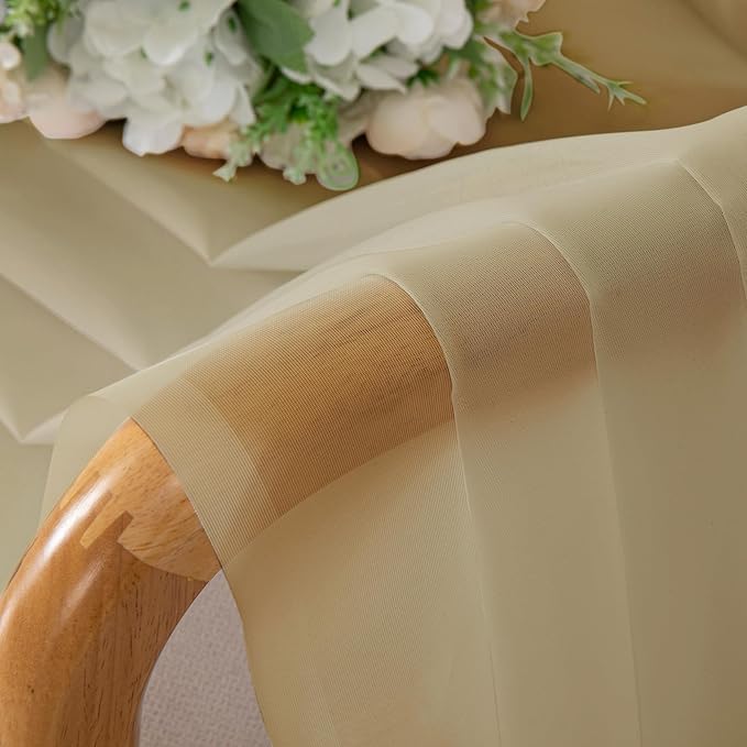 Gold Sheer Curtains 78 Inch Length 2 Panels Set, Light Filtering Voile Fimly - Image 10
