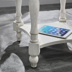 Solid Wood Oval End Table with Drawer and Storage Shelf, Antique White - Image 8