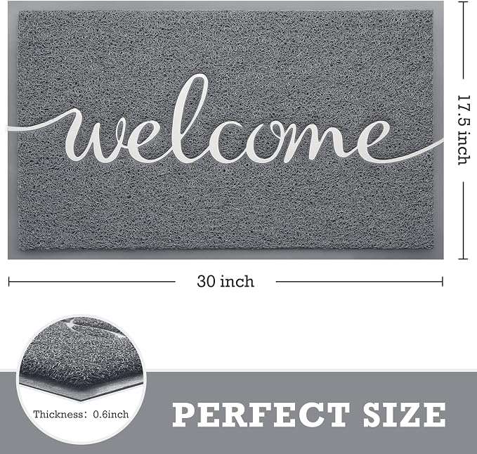 Grey Door Mat Welcome Mats Outdoor Indoor Doormat - Image 3