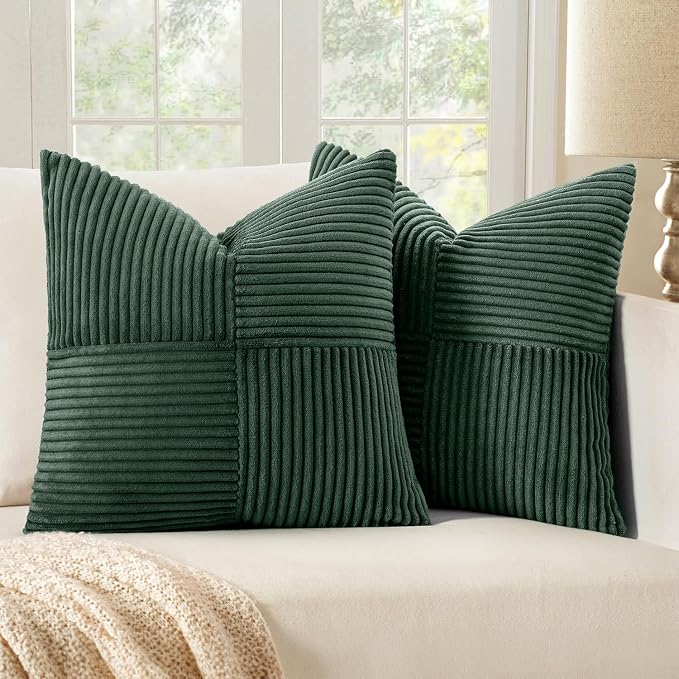 MIULEE Army Green Decorative Euro Sham Pillow Covers 24x24 Inch 2 Pack | Boho - Image 7