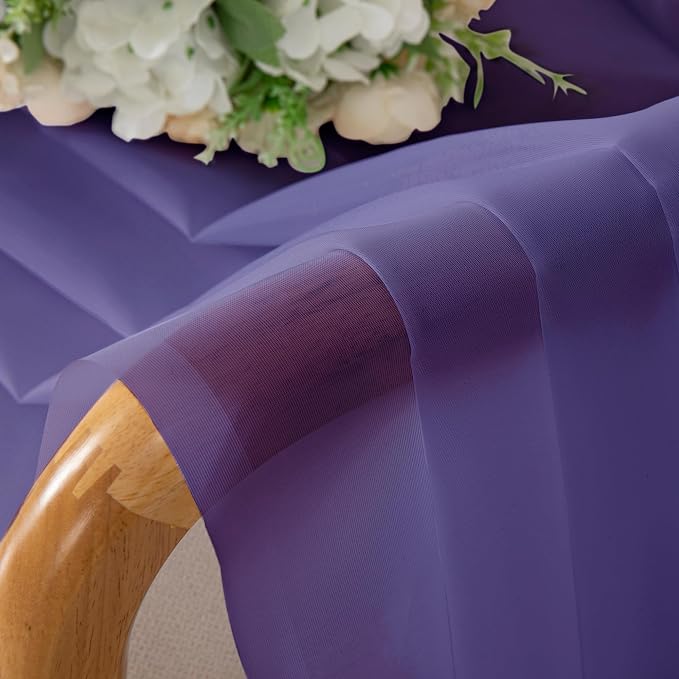 Purple Sheer Curtains, Sheer Curtains 84 inch Length 2 Panels Set, Rod Pocket - Image 3