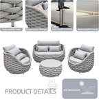 TWT 6-Piece Aluminum Patio Furniture Set, Olefin Rope Modern Outdoor - Image 3