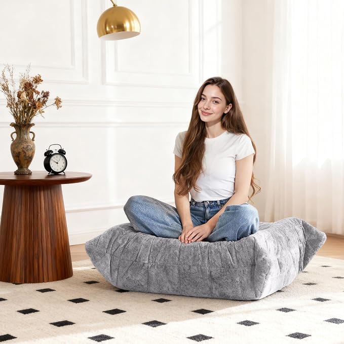 Bean Bag Ottoman, Memory Foam Lazy Bean Bag Sofa, Fireside Chair Foot Rest - Image 2
