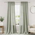 Sage Green Curtains 84 Inch Length 2 Panels Back Tab Rod Pocket Light Filtering by Nanspring