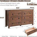 T4TREAM Farmhouse 6 Drawers Dresser - Image 2