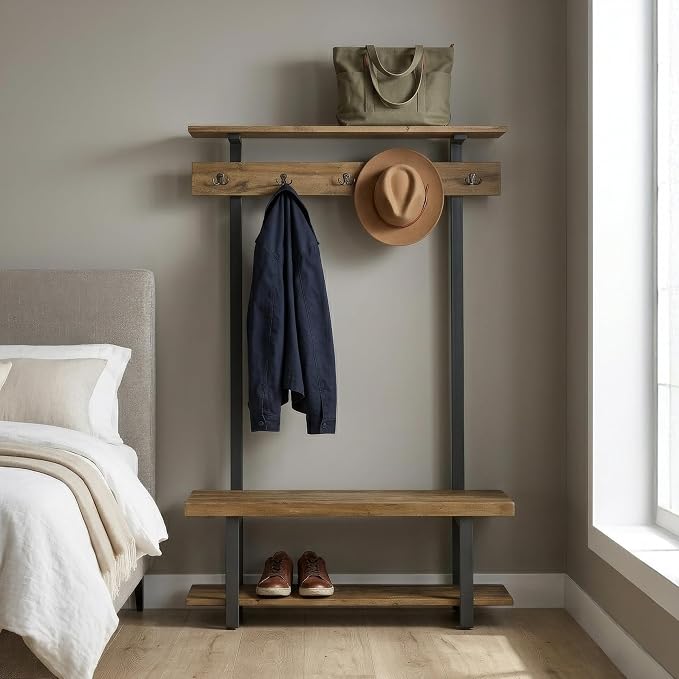 Alaterre Furniture Pomona Entryway Hall Tree – Modern Farmhouse 48-Inch Solid by AlaterreFurniture