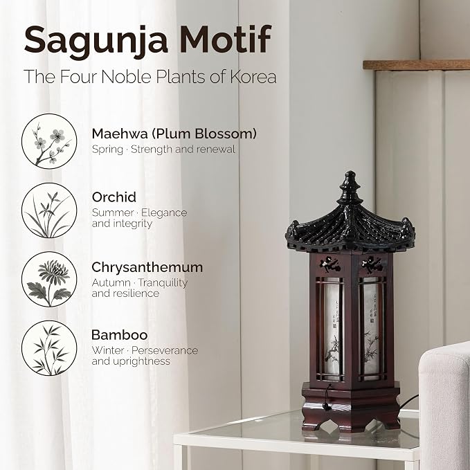 Antique Alive Traditional Korean Wood Lamp | Handmade Asian Oriental Table - Image 7