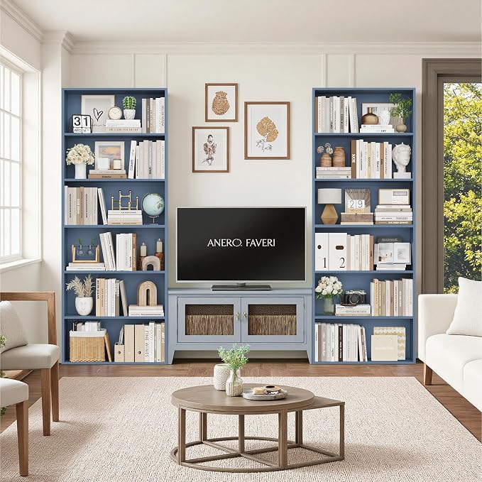 FOTOSOK 6-Tier Open Bookcase and Bookshelf Set of 2, Freestanding Display - Image 4