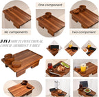 GEHE Real Acacia Wood Couch Armrest Table, 15.4"x9.8" Couch Arm Tray Table - Image 3