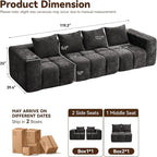 119" Oversized 3 Seater Boneless Couch, Comfy Cloud Modular Sectional Sofa - Image 2