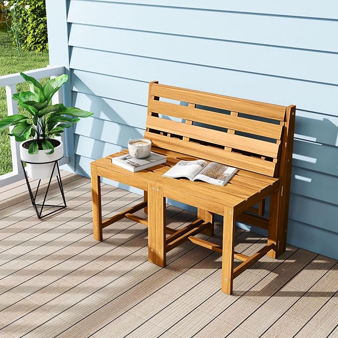 Tangkula 3-in-1 Convertible Bench Picnic Table, Space-Saving Patio Convert A - Image 3