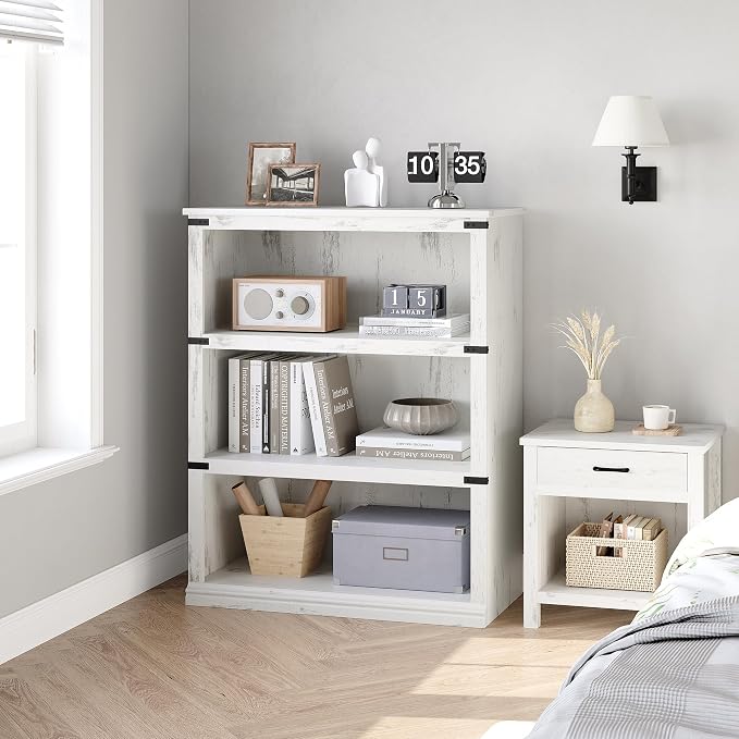 GarveeHome 3 Tier Farmhouse Bookcase, 39.9 in Tall Book Shelf - Image 3