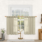 36 Inch Length Linen Semi Sheer Curtains by LAMIT