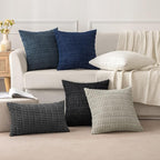 MIULEE Corduroy Decorative Throw Pillow Covers 20x20 Pure White Pack of 2 | - Image 3