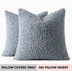 Faux Fur Throw Pillow Covers 20x20 Inch Set of 2 Boucle Neutral Decorative - Image 7