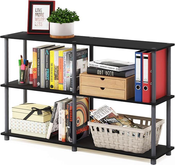 Furinno TURN-N-TUBE Storage Shelves, 3-Tier 47.4 Wide Book Shelf, Corner Shelf by Furinno-FitsYourSpaceFitsYourBudget