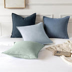 MIULEE Decorative Linen Euro Sham Pillow Covers 26x26 Inch Blue Ashes | Boho - Image 6