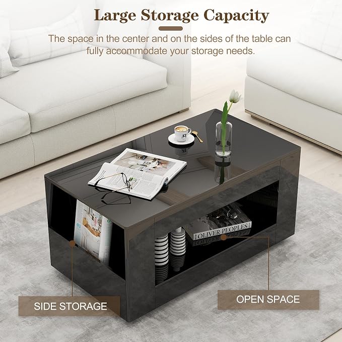 39" High Gloss Wood Coffee Table - Image 4