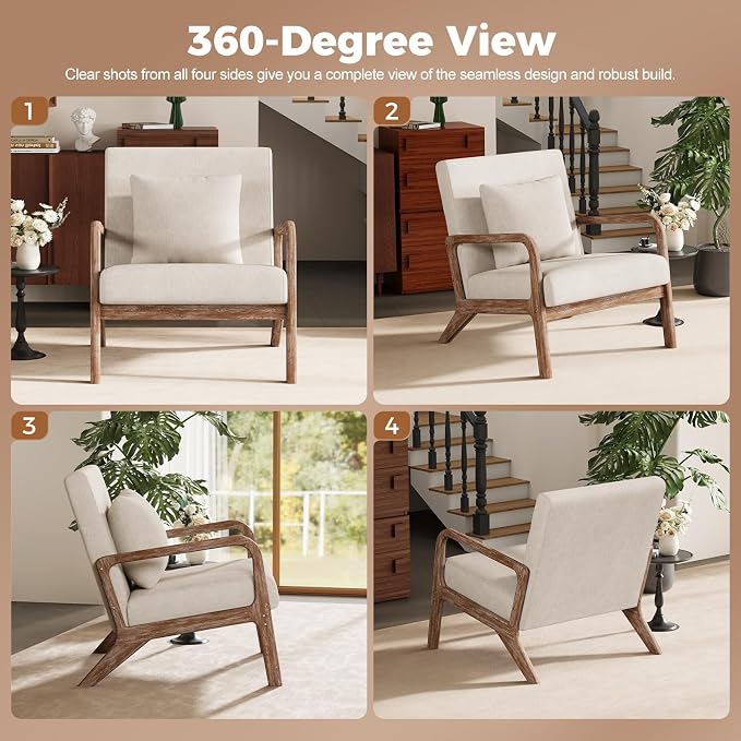 ELUCHANG Modern Accent Chairs Set of 2, Upholstered Reading Arm Chair - Image 8