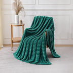 Teal Throw Blanket for Couch Sofa 50x60 inches Striped Design | Fleece Blankets - Image 5