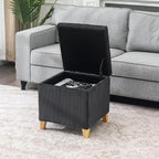 Adeco Faux Fur Storage Ottoman Cube, Upholstered Small Bench - Image 3