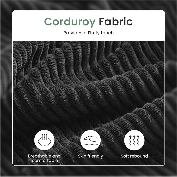3 Pieces Corduroy Couch Set for Living Room, 7 Seats Cloud Sofa, Deep Seat - Image 8
