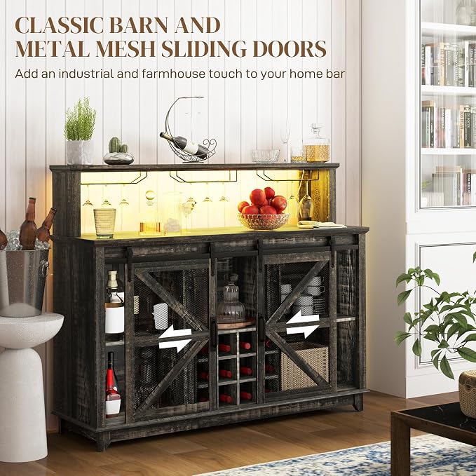 HOMCOM Farmhouse Coffee Bar Cabinet - Image 5