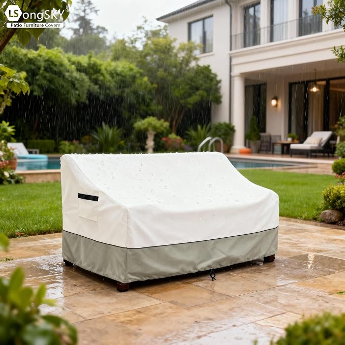 Patio 3-Seater Sofa Cover, Outdoor Couch Cover Fits up to 76W x 32.5D x 33H - Image 5