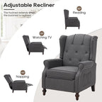 Wingback Recliner Chair with Massage and Heat, Tufted Fabric Push Back Recliner - Image 4